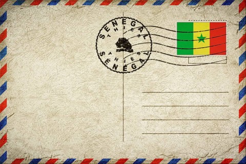 Senegal Thies Vintage Air Mail Envelope with Flag and Postmark