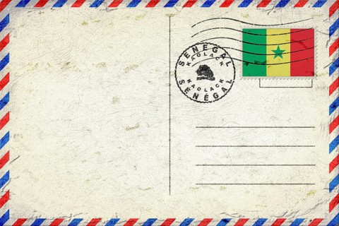 Senegal Kaolack Vintage Air Mail Envelope with Flag and Postmark