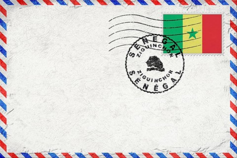 Senegal Ziguinchor Vintage Air Mail Envelope with Flag and Postmark