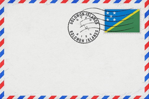 Solomon Islands Gizo Vintage Air Mail Envelope with Flag and Postmark