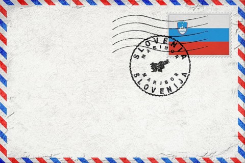 Slovenia Maribor Vintage Air Mail Envelope with Flag and Postmark