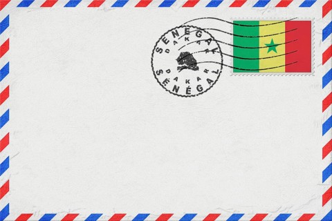 Senegal Dakar Vintage Air Mail Envelope with Flag and Postmark