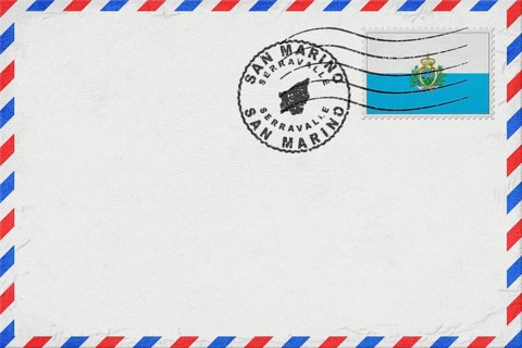San Marino Serravalle Vintage Air Mail Envelope with Flag and Postmark