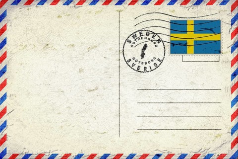 Sweden Gothenburg Vintage Air Mail Envelope with Flag and Postmark