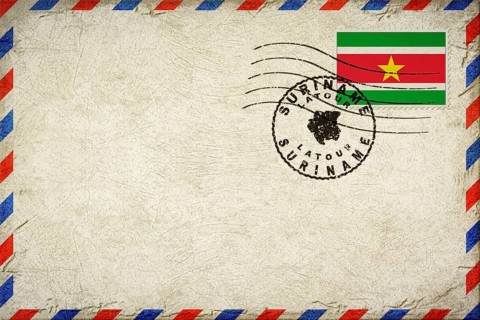 Suriname Latour Vintage Air Mail Envelope with Flag and Postmark