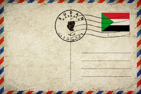 Sudan Kassala Vintage Air Mail Envelope with Flag and Postmark