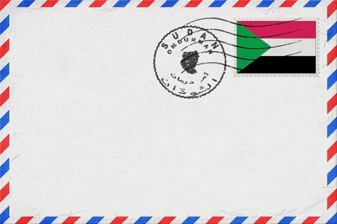Sudan Omdurman Vintage Air Mail Envelope with Flag and Postmark