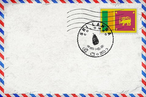 Sri Lanka Colombo Vintage Air Mail Envelope with Flag and Postmark