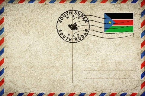 South Sudan Wau Vintage Air Mail Envelope with Flag and Postmark