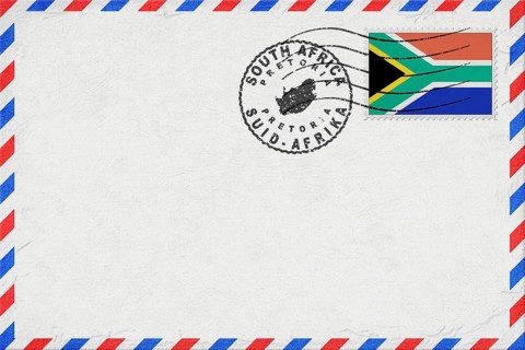 South Africa Pretoria Vintage Air Mail Envelope with Flag and Postmark