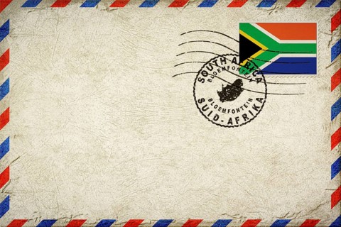 South Africa Bloemfontein Vintage Air Mail Envelope with Flag and Postmark