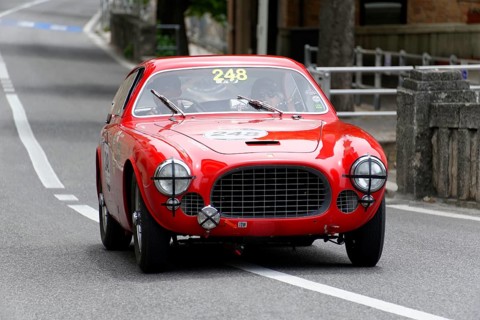 No. 248, Ferrari 225 S berinetta Vignale, built in 1952, A red classic car with a closed body