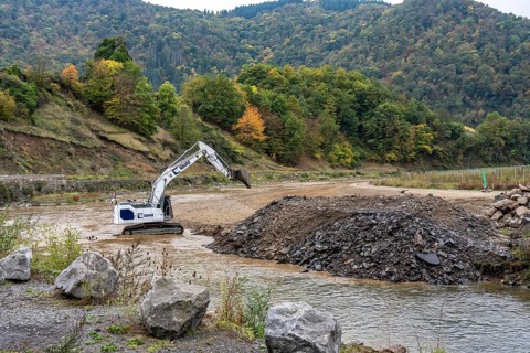 Reconstruction in the Ahr Valley, after the flood of July 2021, restoration of the river landscape,