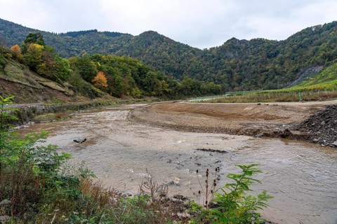 Reconstruction in the Ahr Valley, after the flood of July 2021, restoration of the river landscape,