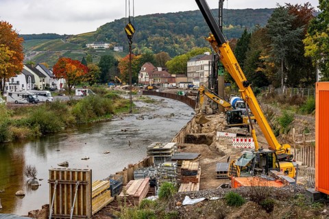Reconstruction in the Ahr Valley, after the flood of July 2021, restoration of the river landscape,