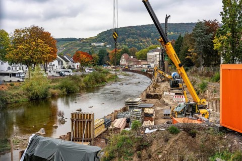 Reconstruction in the Ahr Valley, after the flood of July 2021, restoration of the river landscape,