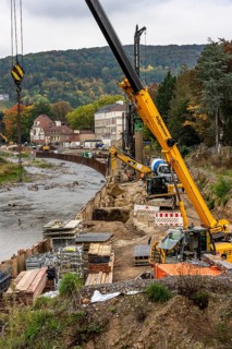 Reconstruction in the Ahr Valley, after the flood of July 2021, restoration of the river landscape,