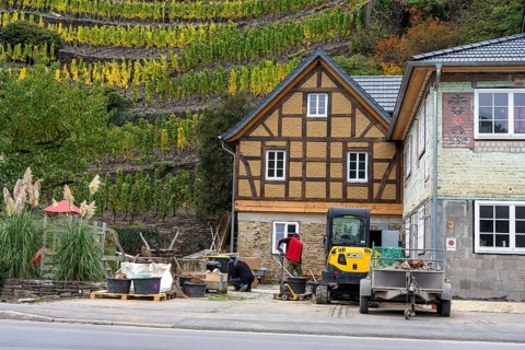 Reconstruction in the Ahr Valley, after the flood of July 2021, buildings that have not yet been