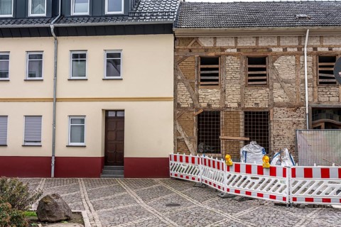 Reconstruction in the Ahr Valley, after the flood of July 2021, renovated residential building,