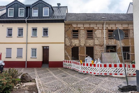 Reconstruction in the Ahr Valley, after the flood of July 2021, renovated residential building,