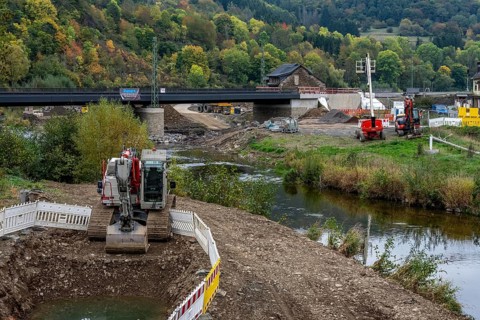 Reconstruction in the Ahr Valley, after the flood of July 2021, restoration of the river landscape,