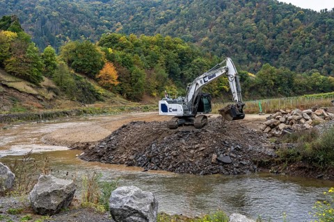 Reconstruction in the Ahr Valley, after the flood of July 2021, restoration of the river landscape,