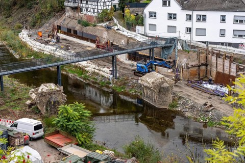 Reconstruction in the Ahr Valley, after the flood of July 2021, restoration of the river landscape,