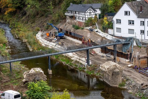 Reconstruction in the Ahr Valley, after the flood of July 2021, restoration of the river landscape,