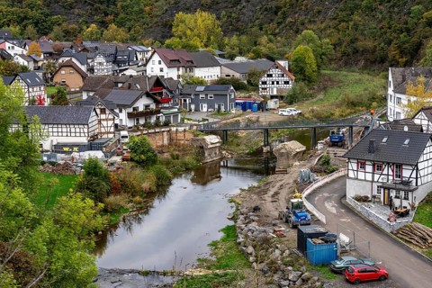 Reconstruction in the Ahr Valley, after the flood of July 2021, restoration of the river landscape,