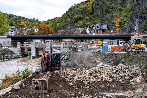 Reconstruction in the Ahr Valley, after the flood of July 2021, restoration of the railway