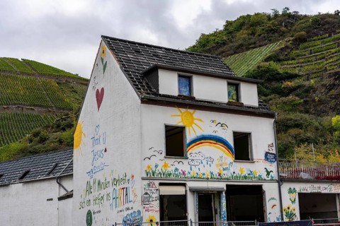 Reconstruction in the Ahr Valley, after the flood of July 2021, buildings that have not yet been