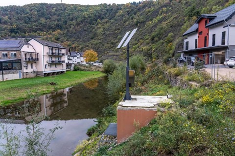 Reconstruction in the Ahr Valley, after the flood of July 2021, level measurement point on the