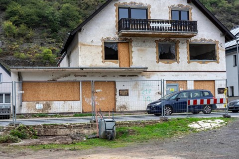 Reconstruction in the Ahr Valley, after the flood of July 2021, buildings that have not yet been