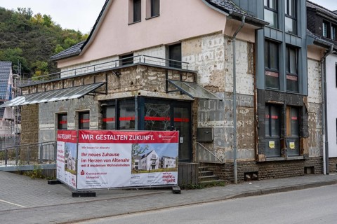 Reconstruction in the Ahr Valley, after the flood of July 2021, buildings that have not yet been