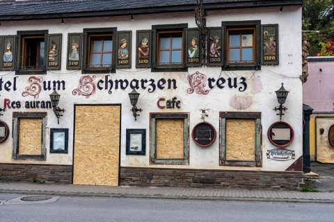 Reconstruction in the Ahr Valley, after the flood of July 2021, buildings that have not yet been