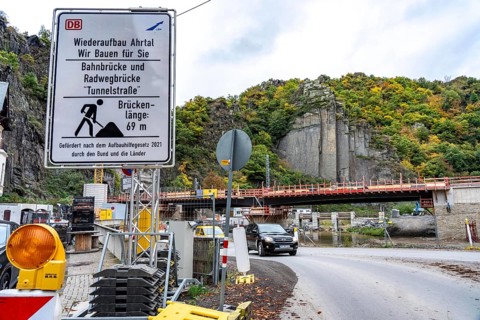 Reconstruction in the Ahr Valley, after the flood of July 2021, restoration of the railway