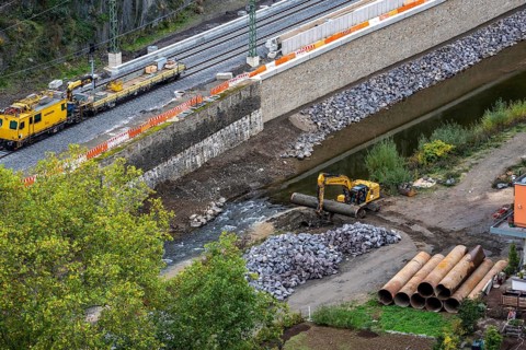 Reconstruction in the Ahr Valley, after the flood of July 2021, restoration of the railway
