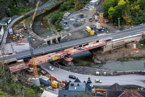 Reconstruction in the Ahr Valley, after the flood of July 2021, restoration of the railway