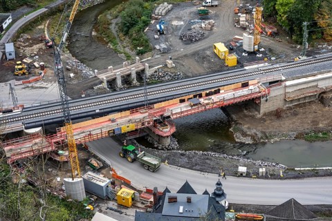Reconstruction in the Ahr Valley, after the flood of July 2021, restoration of the railway