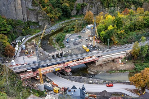 Reconstruction in the Ahr Valley, after the flood of July 2021, restoration of the railway