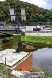 Reconstruction in the Ahr Valley, after the flood of July 2021, level measurement point on the