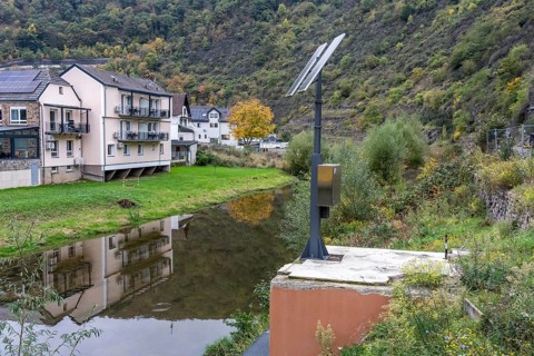 Reconstruction in the Ahr Valley, after the flood of July 2021, level measurement point on the