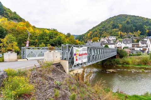 Temporary bridges across the Ahr, in the Ahr Valley, after the flood of July 2021, built by the