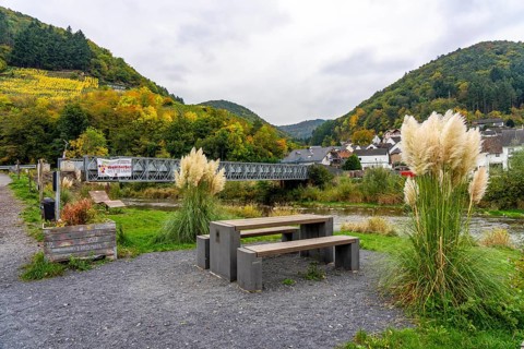 Temporary bridges across the Ahr, in the Ahr Valley, after the flood of July 2021, built by the