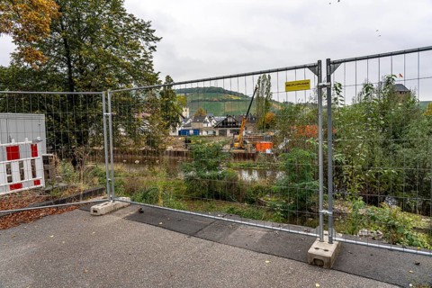 Temporary bridges across the Ahr, in the Ahr Valley, after the flood of July 2021, built by the