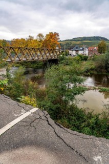 Temporary bridges across the Ahr, in the Ahr Valley, after the flood of July 2021, built by the