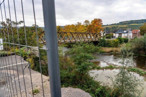Temporary bridges across the Ahr, in the Ahr Valley, after the flood of July 2021, built by the