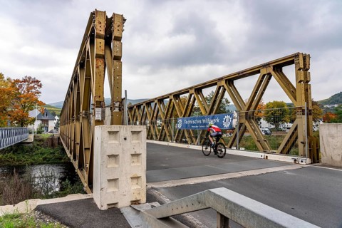 Temporary bridges over the Ahr, in the Ahr Valley, after the flood of July 2021, built by the