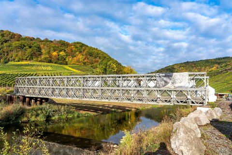 Temporary bridges over the Ahr, in the Ahr Valley, after the flood of July 2021, built by the