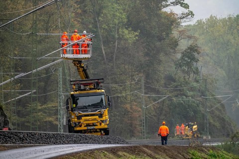 Reconstruction in the Ahr Valley, after the flood of July 2021, restoration of the railway